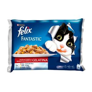 FELIX FANTASTIC Feast of Meats in Jelly pack assortment of 4x100g envelopes - Purina