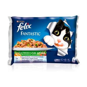 FELIX FANTASTIC Selection with Vegetables in Jelly pack assortment of 4x100g envelopes - Purina