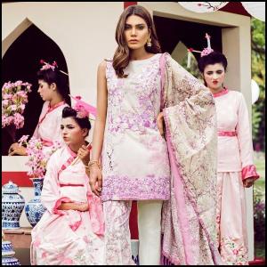 Pink icing dress  - reverie egyptian lawn collection - qalamkar