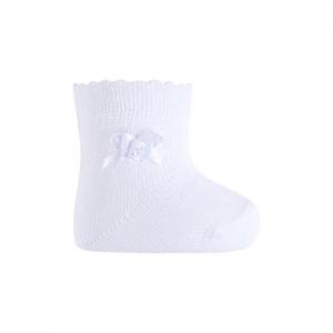 Mercerised cotton sock, hearts and bow - punto blanco
