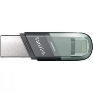 Sandisk ixpand flash drive with lightning usb 3.1 256gb grey/green sdix90n-256g-gn6ne - sandisk