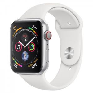 Apple watch series 4 gps + cellular 44mm stainless steel case with white sport band - apple
