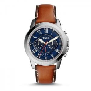 Fossil grant chronograph light brown leather watch for men - fossil