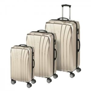 Princess travellers jamaica luggage trolley bag gold set of 3 - princess traveller