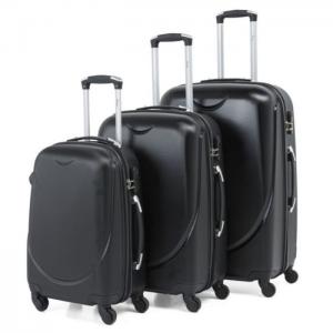 Senator abs spinner trolley luggage bag black 3pc set kh1343blk - senator