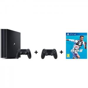 Sony ps4 pro gaming console 1tb black + extra controller + fifa 19 game - sony