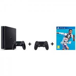 Sony ps4 slim gaming console 1tb black + extra controller + fifa 19 game - sony