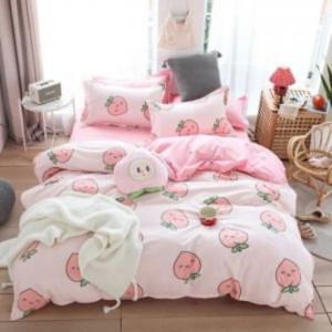 Single size bedding set of 4pcs peach design - deals for less