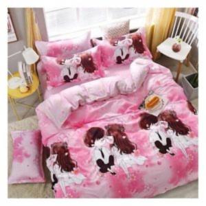 4pcs bedding set lovers design single size pink color - deals for less