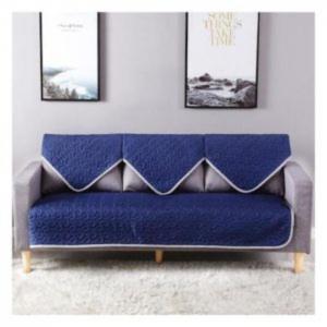 Three seater reversible sofa cover, blue chic design - deals for less