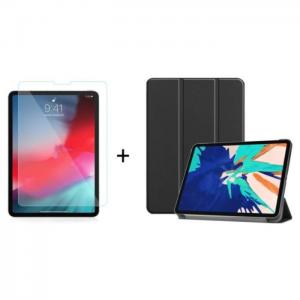 Inet tempered glass screen protector and leather case clear ipad pro 12.9" - inet