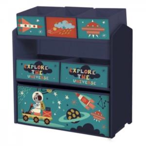 Little explorer multi-bin toy organizer with storage bins blue - home canvas