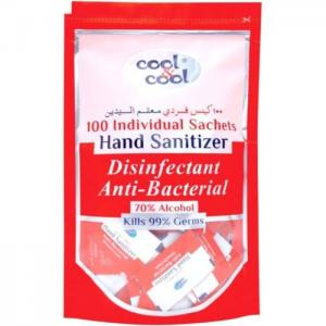 Cool & cool disinfectant anti-bacterial hand sanitizer sachets (100 sachet) - cool & cool