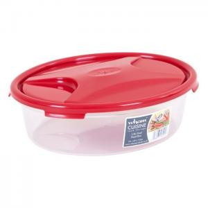 Cuisine oval lunch storage box & lid clear/chili red 1.8l - wham