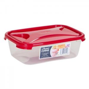 Rectangular cuisine lunch storage box & lid clear/chili red 1.6l - wham