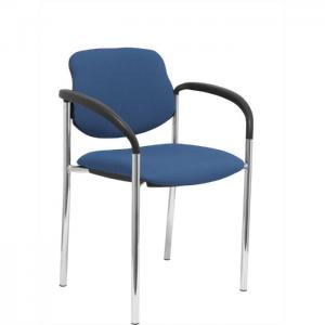 Fixed office chair villalgordo bali navy blue chrome chassis with armrests