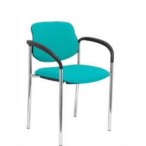 Fixed office chair villalgordo bali green chrome chassis with arms
