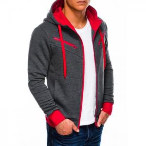 Men's zip-up hoodie amigo - dark grey/red - ombre clothing