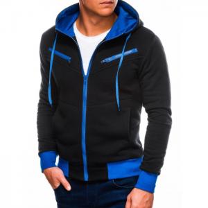Men's zip-up hoodie amigo - black/blue - ombre clothing