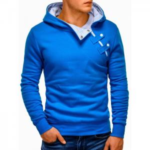 Men's hoodie paco - turquoise/white - ombre clothing