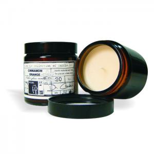 Exclusive interior amber glass soy wax candle with a cotton wick, 120ml/4.06 oz - cinnamon + orange - Candle.lv
