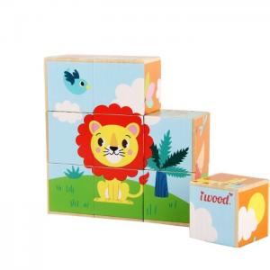 WOOD PUZZLE 9 CUBES: JUNGLE ANIMALS - JUGUETES Y PELUCHES NEO