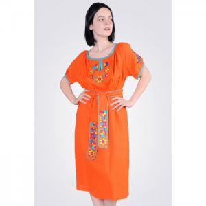 Embroidered dress with lace, orange - egostyle