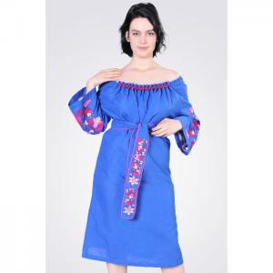 Embroidered dress "future tree", blue - egostyle
