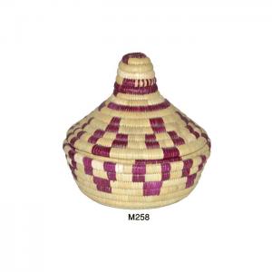 Moroccan tagine shaped wicker storage pot - mtiwa nabat