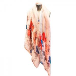 Scarf of silk, shawl, with lining, Pink Floes colours - Julunggul