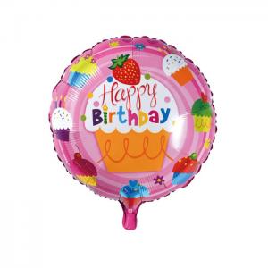 Foilballoon round, 18"- happy birthday cupcakes - we fiesta