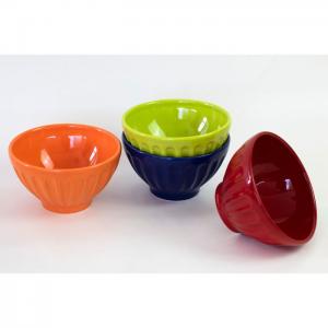 Set of 4 cereal bowls assorted colors - eqc ceramics