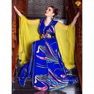 Caftan with yellow sleeves like butterfly - njk luxet passion