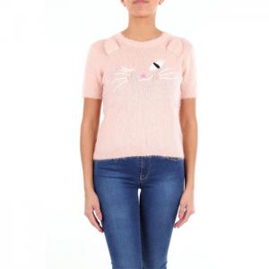 Moschino boutique pink round neck sweater with short sleeves