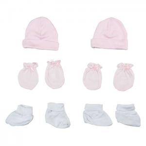 Bambini girls' cap, booties and mittens 6 piece layette set