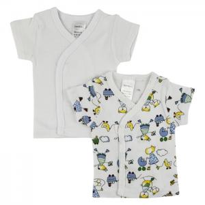 Bambini White Side Snap Short Sleeve Shirt - 2 Pack