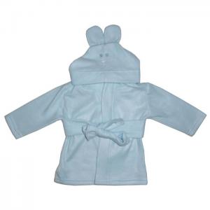 Bambini fleece robe with hoodie blue