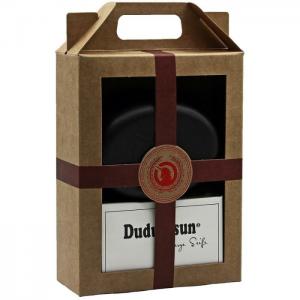 Gift set unicorn soap box made of liquid wood, large, velvet black & dudu-osun pure - 150g - unicorn