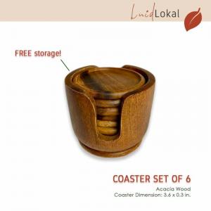 6 pcs coaster set with free holder - luid lokal