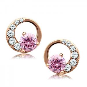 Tk1498 - ip rose gold(ion plating) stainless steel earrings with aaa grade cz  in rose - alamode