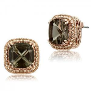 Tk1674 - ip rose gold(ion plating) stainless steel earrings with genuine stone  in brown - alamode