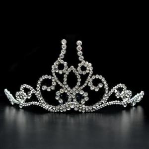 Lo2112 - imitation rhodium brass tiaras & hair clip with top grade crystal  in clear - alamode