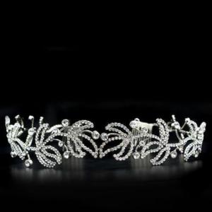 Lo2115 - imitation rhodium brass tiaras & hair clip with top grade crystal  in clear - alamode