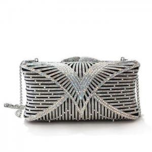 Lo2362 - imitation rhodium white metal clutch with top grade crystal  in white - alamode