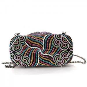 Lo2365 - imitation rhodium white metal clutch with top grade crystal  in multi color - alamode