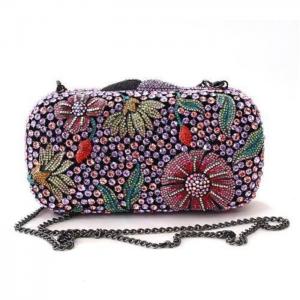 Lo2374 - ruthenium white metal clutch with top grade crystal  in multi color - alamode