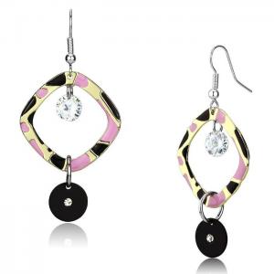 Lo2711 - special color iron earrings with aaa grade cz  in clear - alamode