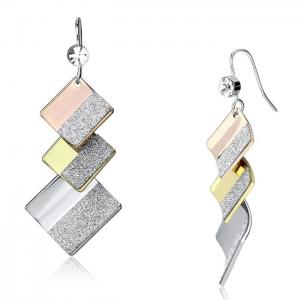 Lo2713 - rhodium + gold + rose gold iron earrings with top grade crystal  in clear - alamode