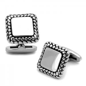 Tk1246 - high polished (no plating) stainless steel cufflink with epoxy  in jet - alamode