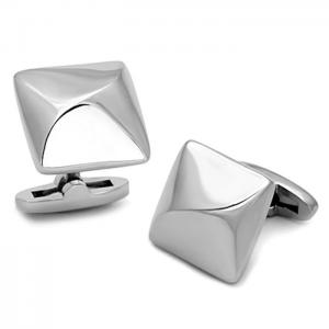 Tk1247 - high polished (no plating) stainless steel cufflink with no stone - alamode